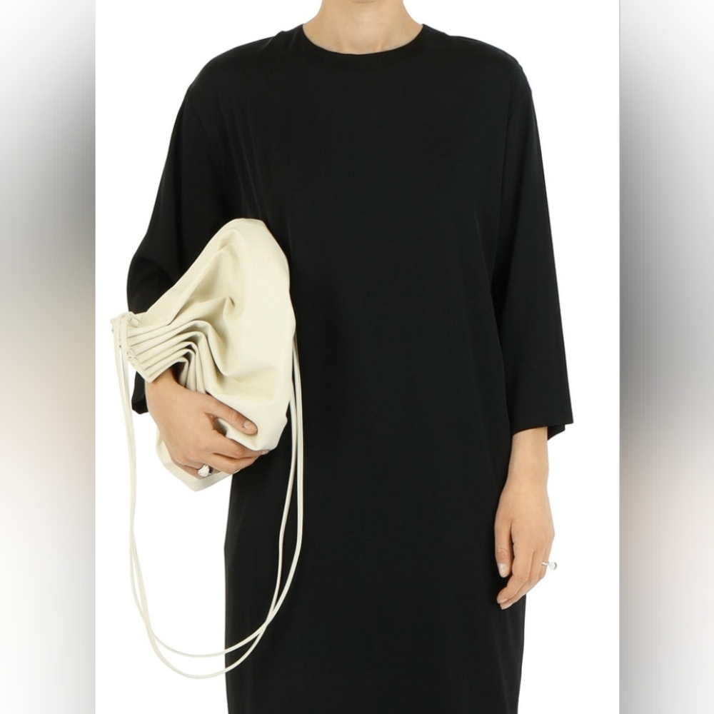 Pleated Balloon Bag from Modern Weaving- Crossbody / Shoulder Bag, Cream Leather